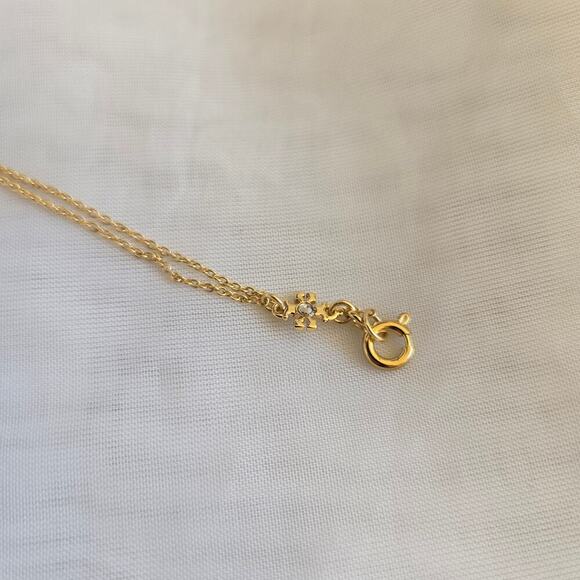 NEW Tory Burch Mother of Pearl Heart Earrings & Necklace Set 18K Gold Plated - Picture 5 of 7